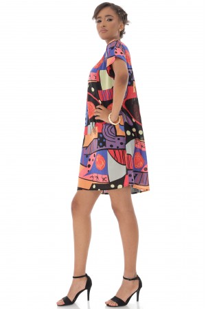 Abstract tunic Dress,Aimelia Dr4316,in a multicolour print.