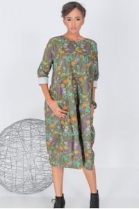 Colourful Oversized tunic,Aimelia Dr4321,in Green, with two side pockets.