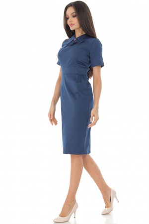 Fitted bodycon midi dress,Aimelia Dr4355, in Navy, with a chic collar and pleat detail
