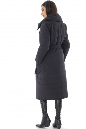 Long quilted puffer coat,Aimelia Jr561, in Navy, with a matching belt