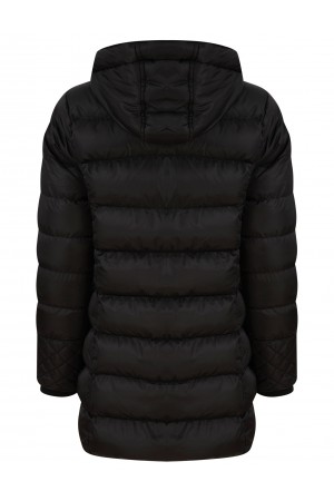 Quilted hooded puffer coat in Black.