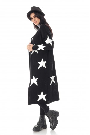 Ladies On Trend star cardigan, Black - AIMELIA - BR2373