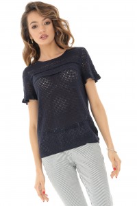 Navy knitted short sleeves top Aimelia - BR2066