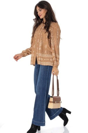  Boho style blouse with lace in Beige Aimelia BR2948