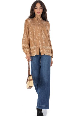  Boho style blouse with lace in Beige Aimelia BR2948