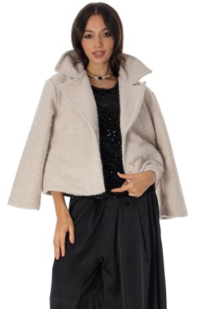 Short cropped style jacket with pockets  Cream Aimelia JR673