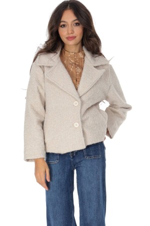 Short cropped style jacket with pockets  Cream Aimelia JR673