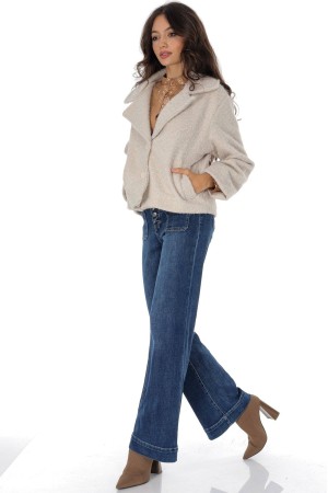 Short cropped style jacket with pockets  Cream Aimelia JR673
