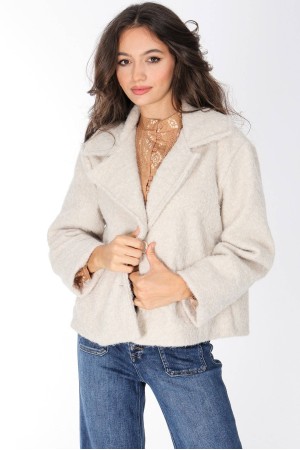 Short cropped style jacket with pockets  Cream Aimelia JR673