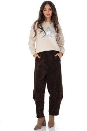  Barrel shaped corduroy trousers in Brown Aimelia TR569