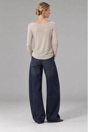 Beige Modal and Cashmere Boat Neck Top - AIMELIA BR3008 Beige Modal and Cashmere Boat Neck Top - AIMELIA BR3008