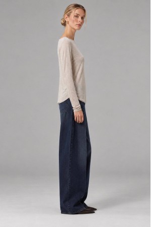 Beige Modal and Cashmere Boat Neck Top - AIMELIA BR3008 Beige Modal and Cashmere Boat Neck Top - AIMELIA BR3008
