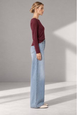 Burgundy Modal and Cashmere Boat Neck Top - AIMELIA BR3007
