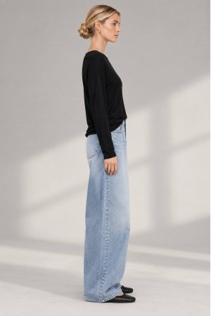 Black Modal and Cashmere Boat Neck Top - AIMELIA BR3006 Black Modal and Cashmere Boat Neck Top - AIMELIA BR3006