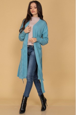 Long line cardigan BR2566 in Light Green with pockets
