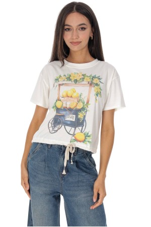  Casual T-Shirt with a lemon print in Cream Roh BR2962