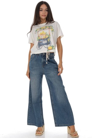  Casual T-Shirt with a lemon print in Cream Roh BR2962