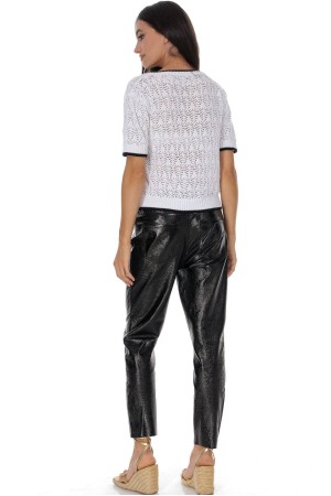 Fine knit short sleeved top in White Roh BR2968