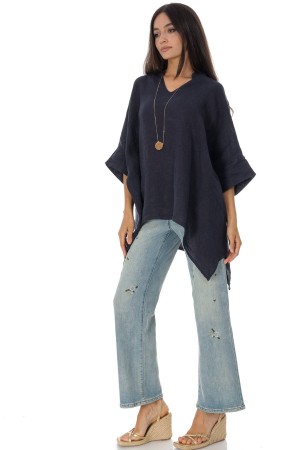 Oversized linen top in Navy Blue ,Roh BR2976