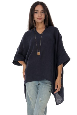 Oversized linen top in Navy Blue ,Roh BR2976