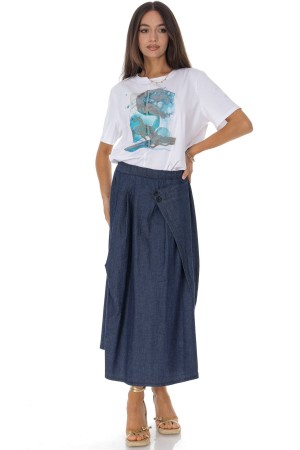Cotton T-shirt with a motif in White BR2977