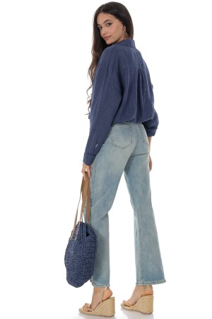 Linen shirt in Navy with an attached vest top Roh BR2978N