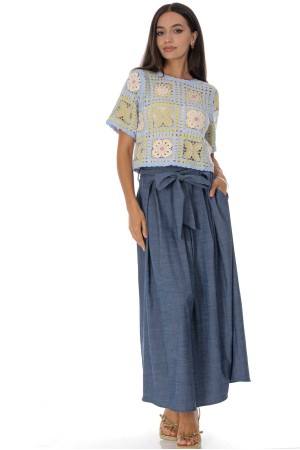 Pastel coloured crochet top in cotton BR2979