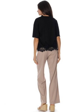  Satin top with lace detail in Black BR2981