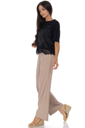  Satin top with lace detail in Black BR2981
