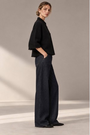 Black Oversized High Neck Fringe Cardigan - AIMELIA BR3025