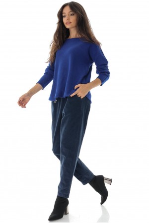 Casual corduroy trousers TR484 Navy with four pockets 