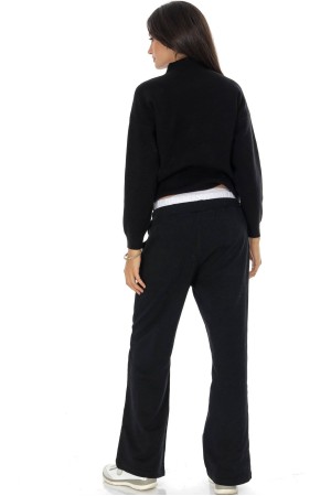 Casual cotton blend trousers with pockets, Black  TR547