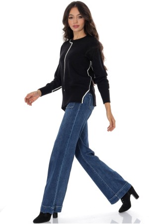  Casual jumper with a contrasting trim Black Aimelia BR2931