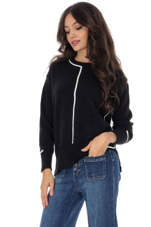  Casual jumper with a contrasting trim Black Aimelia BR2931