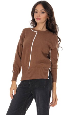  Casual jumper with a contrasting trim Brown Aimelia BR2935