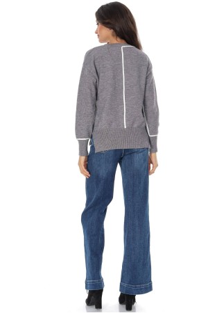  Casual jumper with a contrasting trim Grey Aimelia BR2933