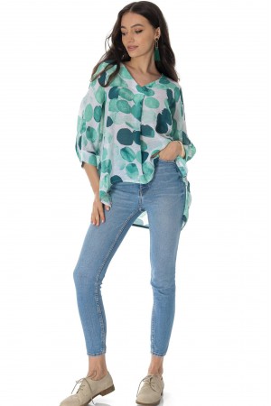 Casual oversized top in White/Green - Aimelia BR2723