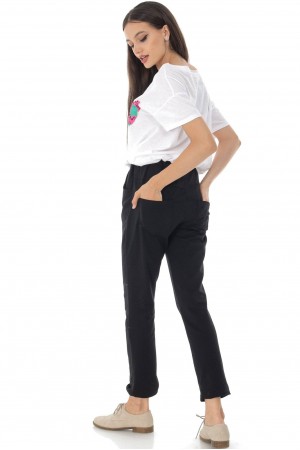 Casual trousers Aimelia Tr445 in Black ,with four pockets.