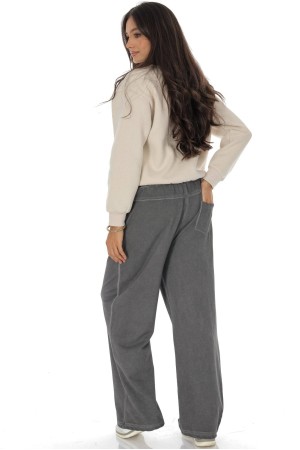  Casual wide leg bottoms with pockets Grey  TR552