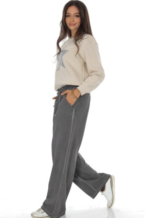 Casual wide leg bottoms with pockets Grey  TR552