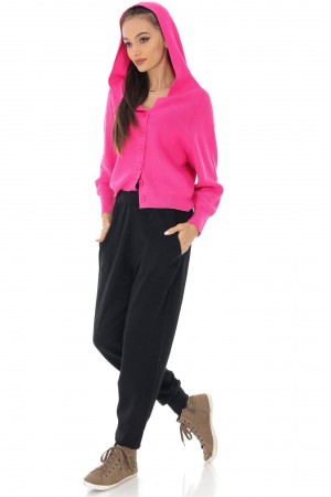 Chic cardigan Aimelia BR2533 Cerise with an attached hood