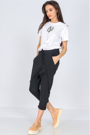 Chic cotton trousers Aimelia TR481 Black with 4 pockets