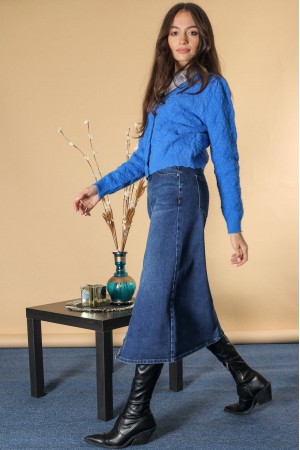 Chic Denim midi skirt with pockets, Denim, Aimelia FR532