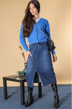 Chic Denim midi skirt with pockets, Denim, Aimelia FR532