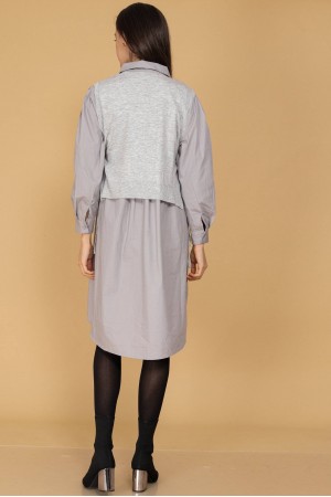 Chic oversized shirt dress Aimelia DR4498 Light Grey with a knitted bodice