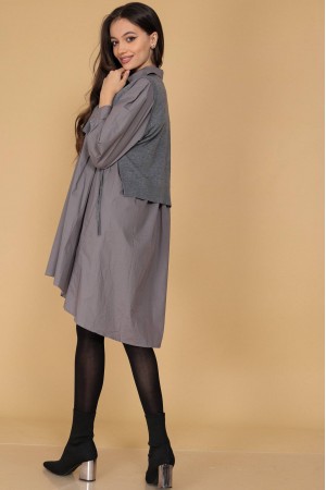 Chic oversized shirt dress Aimelia DR4500 Dk Grey with a knitted bodice