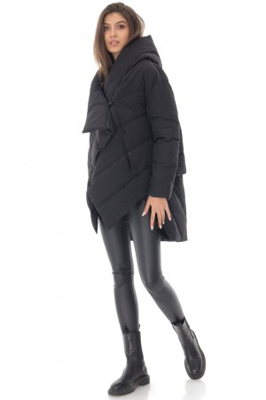Chic Puffer coat,Aimelia Jr556 in Black with a crossover detail.