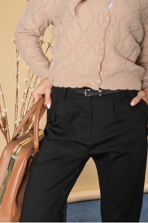 Classic office trousers with a belt, Black, Aimelia TR495