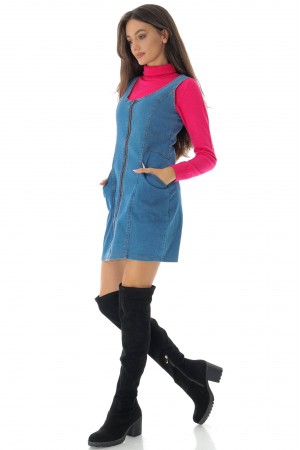 Chic pinafore dress  DR4596 in Denim with two pockets