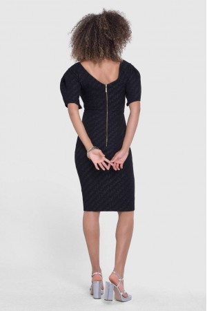 Elegant dress Closet DR4605 Black with a  lurex thread